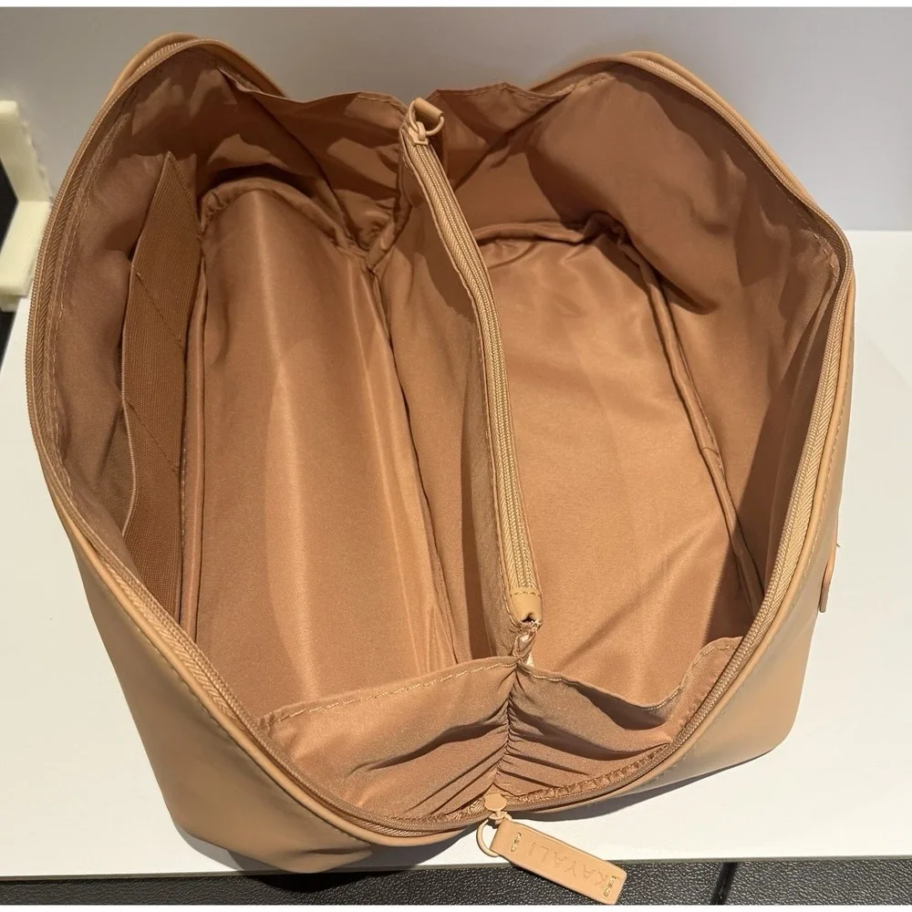 KAYALI Large Nude Beige Cosmetic Makeup Travel Organizer Toiletry Bag Case